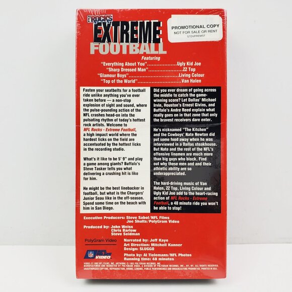 NFL Rocks VHS Tape Extreme Football ZZ Top Van Halen Promo Copy 90s Sealed - Picture 3 of 10